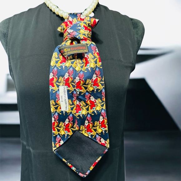 Hallmark Festive Blue and Gold Necktie Necklace - Picture 2 of 2